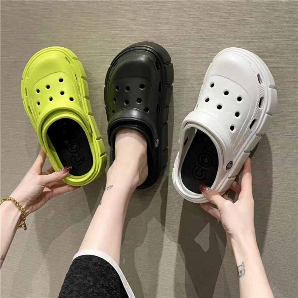 Dép sục bánh mì nữ Crocs đế cao đến 5cm siêu nhẹ đi êm chân cực hách chiều cao hot trend 2022