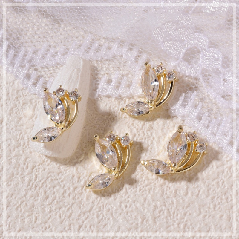 Phụ Kiện Trang Trí Móng Tay Hình Nơ Bằng Kim Loại Đính Đá Zircon Xinh Xắn