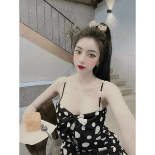 [HCM]ĐẦM XÒE NƠ NGỰC CHẤM BI ( CÓ MÚT NGỰC CÓ TÚI ) CHẤT LỤA CAO CẤP QCShop