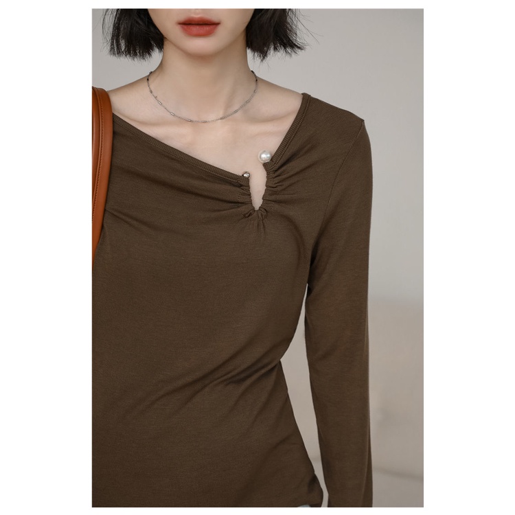 Áo thun nữ tay dài màu trơn thiết kế độc đáo