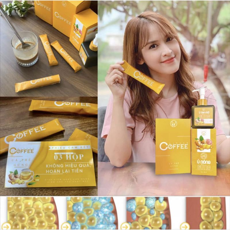 Cà phê gừng giảm cân 1 hợp 20 gói.