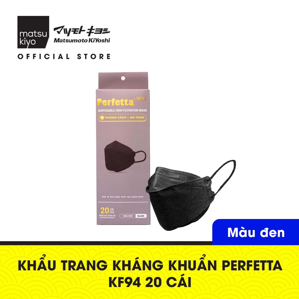 Khẩu trang lọc bụi Perfetta KF94 20 cái Màu trắng/Màu đen