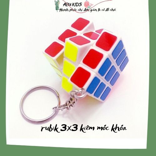 Móc khóa kiêm đồ chơi RUBIK 3X3 - Rubik lập phương màu sắc tích hợp móc khóa tiện dụng A388