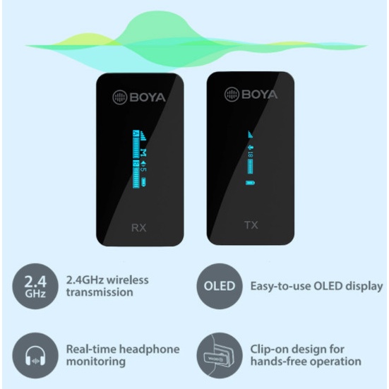 BOYA BY-XM6-S1 / BY-XM6-S2 / BY-XM6-K1 / BY-XM6-K2 - Mic Thu Âm Không Dây 2.4GHz Cổng 3.5mm - Hàng Chính Hãng