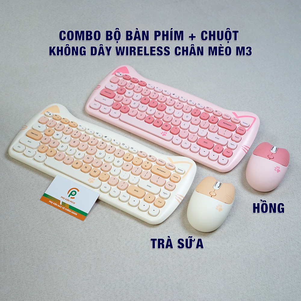 Bộ bàn phím Chuột máy tính không dây Wireless dễ thương hồng cute GEEZER M3 đối thủ của Logitech