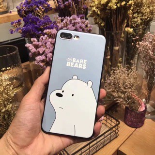 Ốp iphone 5 5s 6 6s 6plus 6splus 7 7plus 8 8plus gấu bear trắng và nâu