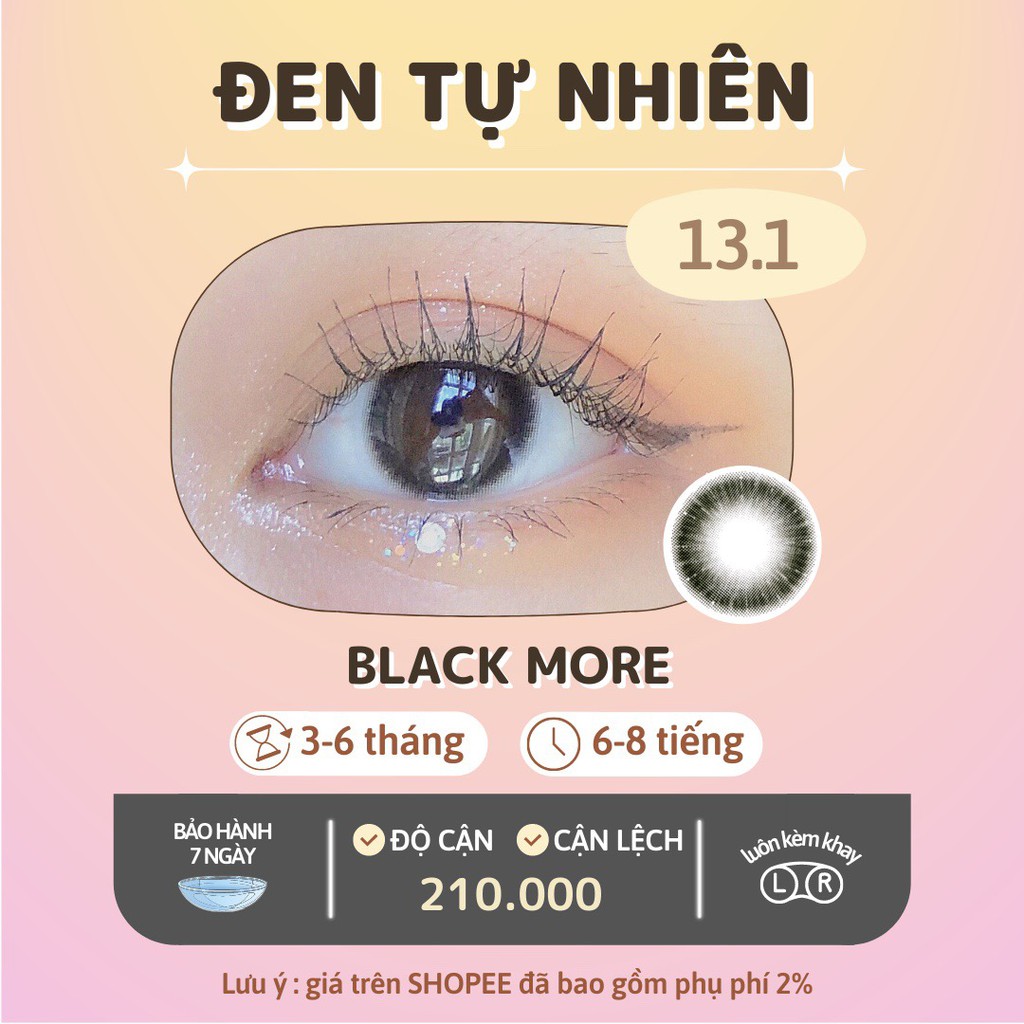 Kính áp tròng đen tự nhiên Black More - Black to black (Korea) | Hạn sử dụng 6 tháng | Lens cận