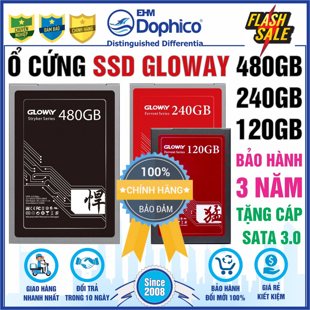 Ổ cứng SSD Gloway 480GB/240GB/120GB – CHÍNH HÃNG – Bảo hành 3 năm – SSD 480GB – SSD 240GB – SSD 120GB – Tặng cáp Sata 3