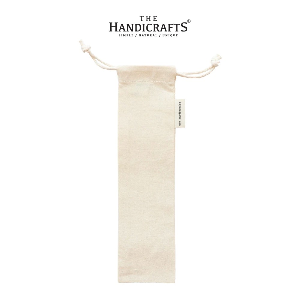 Túi vải Lanh (25x6.5cm) đựng ống hút Inox, Tre, Cỏ, Đũa, Muỗng...(Organic cotton straw pouch) | The handicrafts