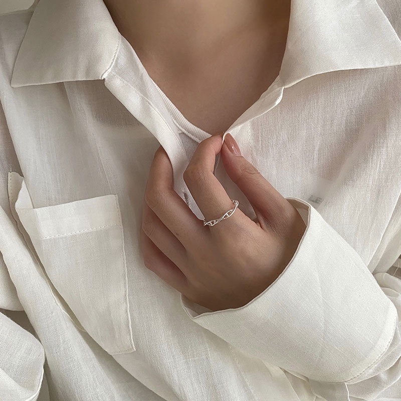 Nhẫn nữ nhẫn bạc s925 vòng xoắn hình học kiểu DNA Cá jewelry NB171