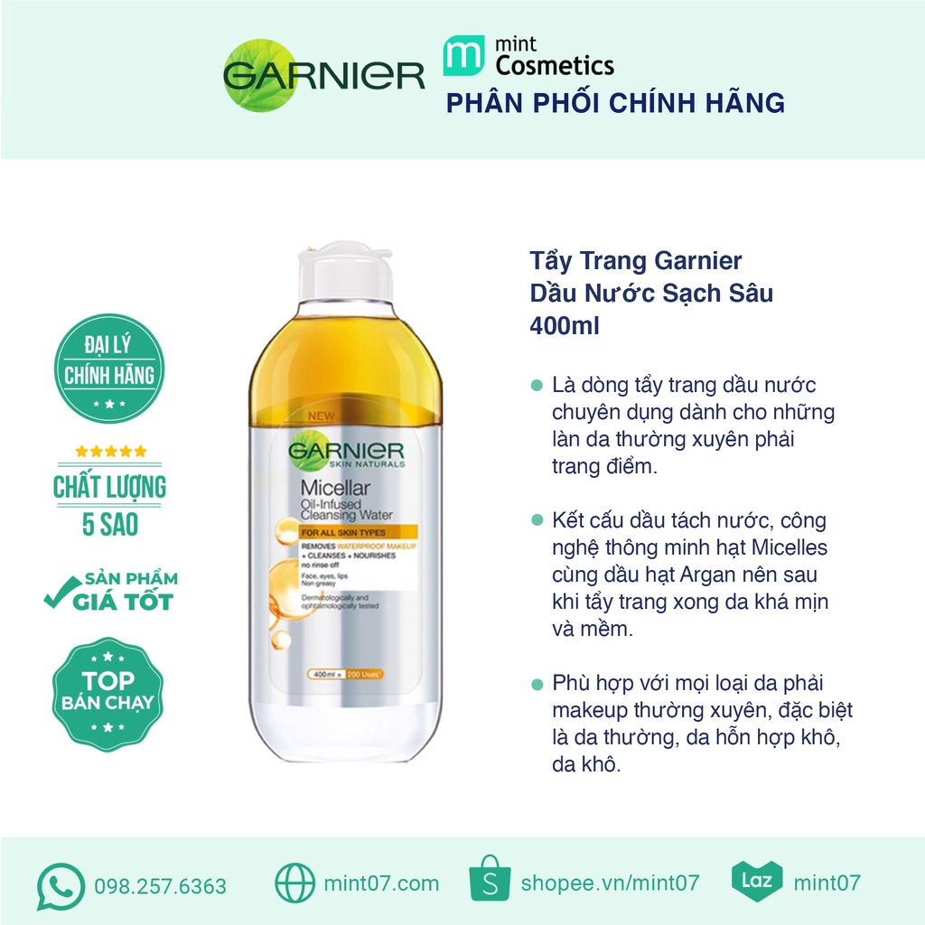 Tẩy Trang Garnier Oil Infused Dầu Nước