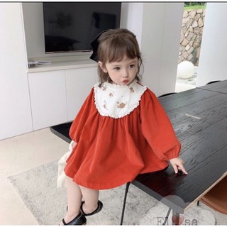Váy nhung cổ yếm siêu xinh cho bé
