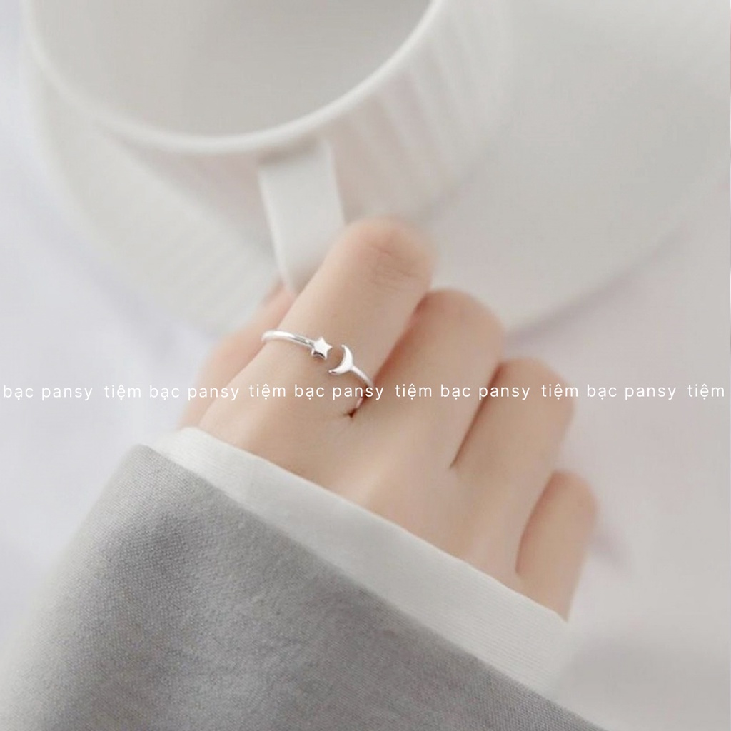 Nhẫn bạc nữ PANSY trăng sao freesize - Nhẫn bạc ta thiết kế basic cá tính