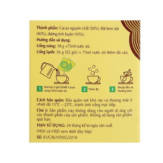 Bột ca cao 3in1 Gama - hộp 216g