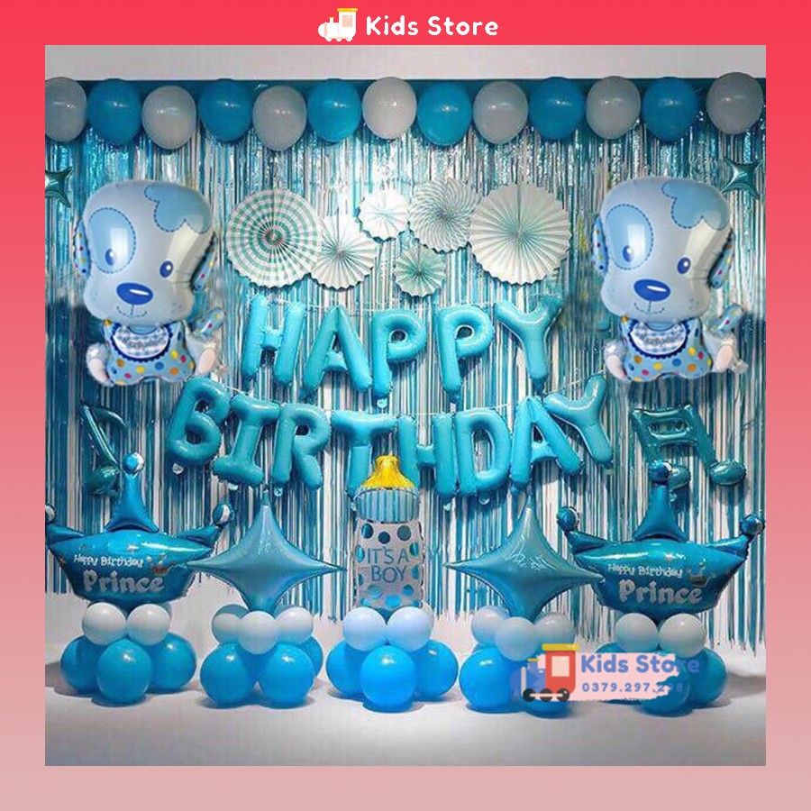 Set trang trí sinh nhật Bé Trai tuổi Cún - Combo trang trí sinh nhật - Trang trí thôi nôi cho bé