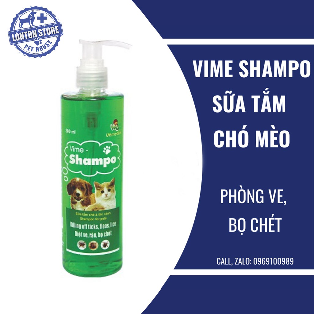 VEMEDIM Vime Shampoo - Sữa Tắm Phòng Ve, Bọ Chét Cho Chó Mèo  300ml - Lonton Store