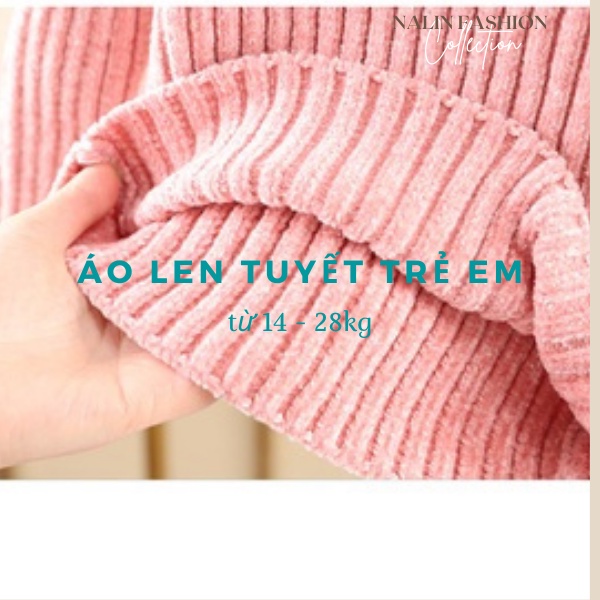 Áo len tuyết cổ lọ cho bé gái và bé trai sợi to mềm nhiều màu dễ thương