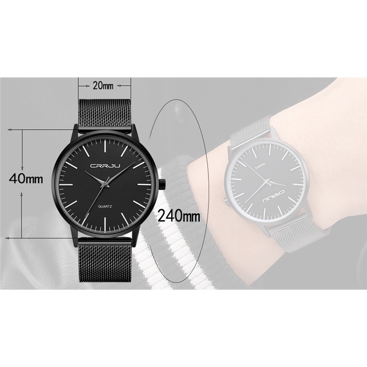 Đồng hồ nam CRRJU thời trang đơn giản bằng thép không gỉ thạch anh chống thấm nước 2117XM