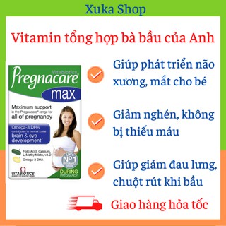 Vitamin bầu Anh, Max bầu Anh, Vitamin tổng hợp Pregnacare Max cho mẹ bầu 84 viên