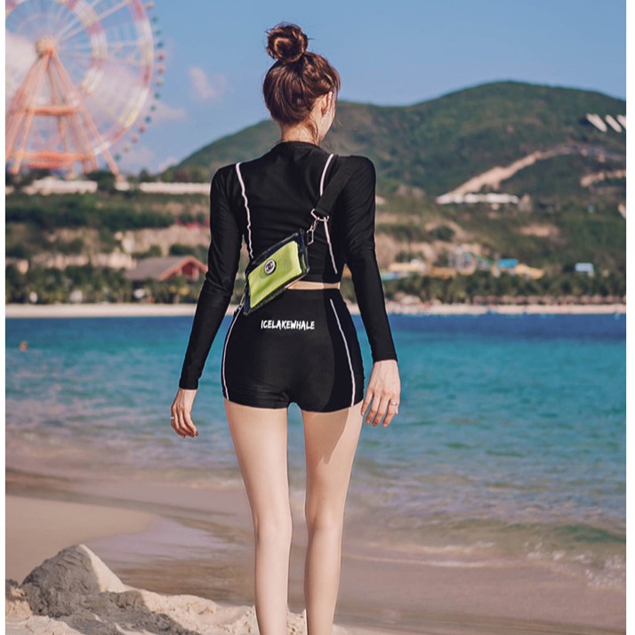 Bikini Đùi Quảng Châu Dài Tay, Đồ Bơi Nữ Phong Cách Hàn Quốc che bụng chống nắng Ảnh thật có size BKN02 | BigBuy360 - bigbuy360.vn