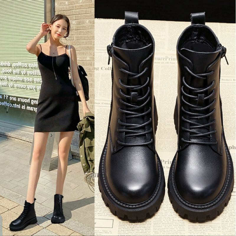 (FULL HỘP- LÓT LÔNG)Giày boots nữ  buộc dây kiểu dáng chiên binh vô cùng cá tính và phong cách | BigBuy360 - bigbuy360.vn