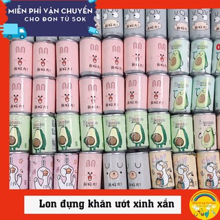 Lon đựng khăn ướt cầm tay mini hình xinh xắn sẵn 30 miếng khăn có thể refill