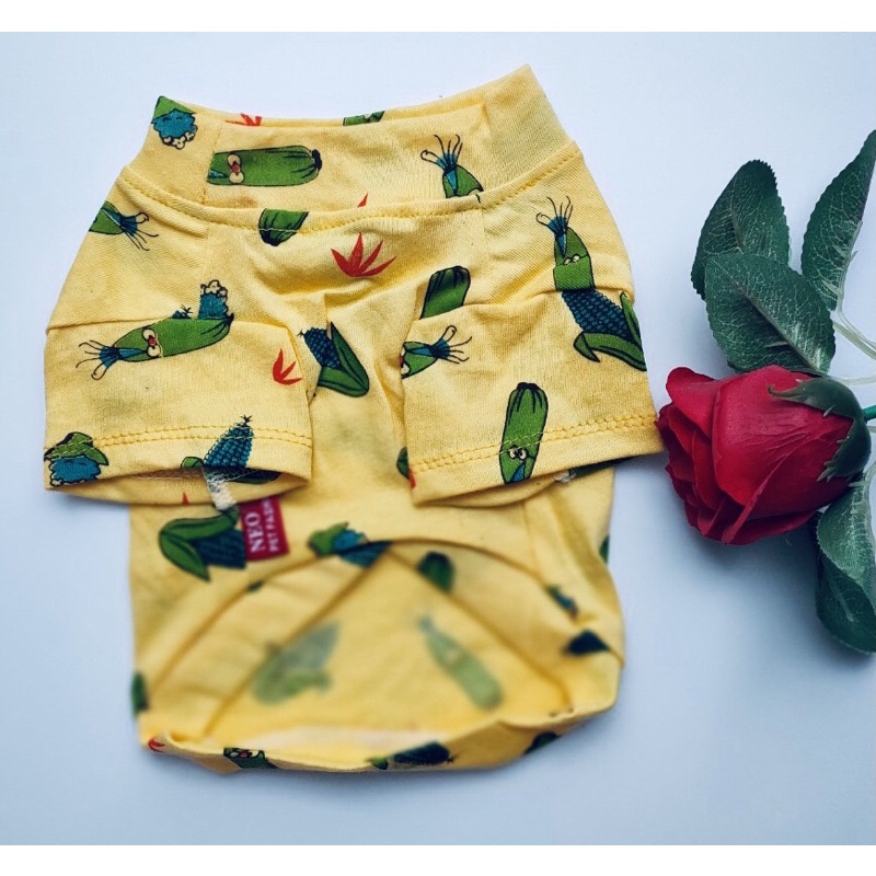 Áo thun vàng hoạ tiết trái bắp dành cho thú cưng, Quần áo chó mèo LaLi Petfashion