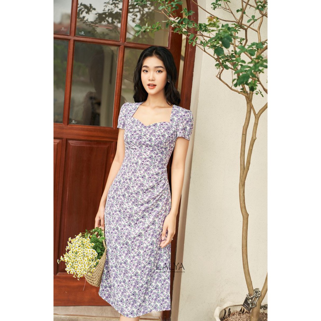 LALYA_Váy hoa tím hở lưng
