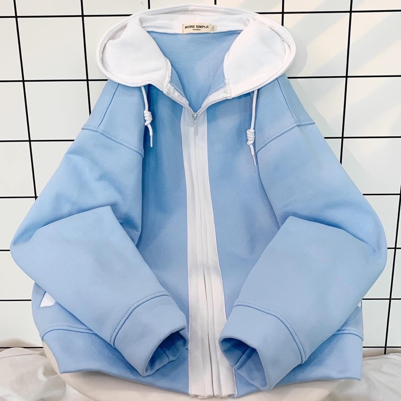 Áo Khoác Hoodie Form Rộng Phối Zip Unisex Zet Vải Nỉ Bông Dày - 84unisex