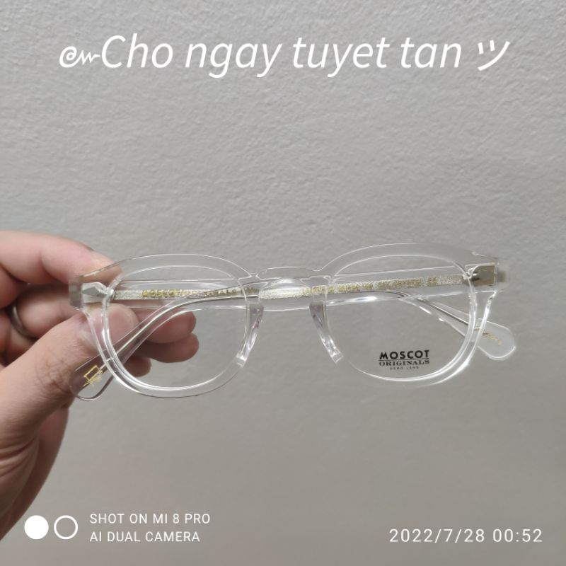 Gọng Kính Cận MOSCOT LEMTOSH Màu Trắng Trong Chữ Khắc ( SIZE 46 ) Hàng Cao Cấp
