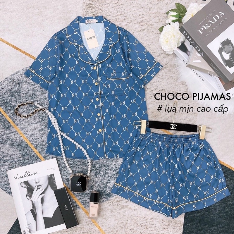 [Hot Hot] Bộ lụa sam - choco bộ lụa đùi cao cấp lụa mịn bộ mặc nhà đẹp bộ pizama đùi