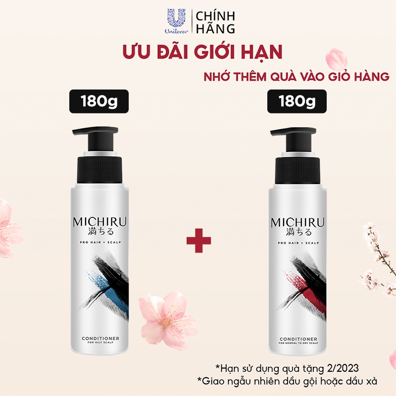 Dầu Xả Michiru Ngăn Gãy Rụng 95% & Làm Dày Tóc Dành Cho Da Đầu Nhờn 180G