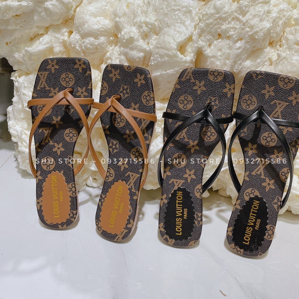 DÉP KẸP NỮ THỜI TRANG XINH XẮN QUAI NGANG CHỮ A HÌNH HOA MŨI VUÔNG SHU STORE