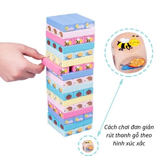 [Sale sốc] Đồ chơi rút gỗ màu loại lớn in hình con vật, đồ chơi trẻ em xếp hình trí tuệ, chất liệu an toàn loại đẹp