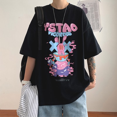 Áo cotton nam nữ unisex thun tay lỡ ulzzang phông đen cotton oversize YSTAO form rộng in hình cool ngầu SamMy96 Shop