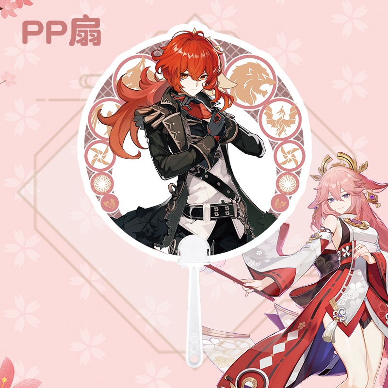 Quạt Cầm Tay Anime Genshin Impact Thủ Công Thời Trang Diluc Hutao Eula Keqing Xiao Zhongli Thích Hợp Làm Quà Tặng Mùa Hè