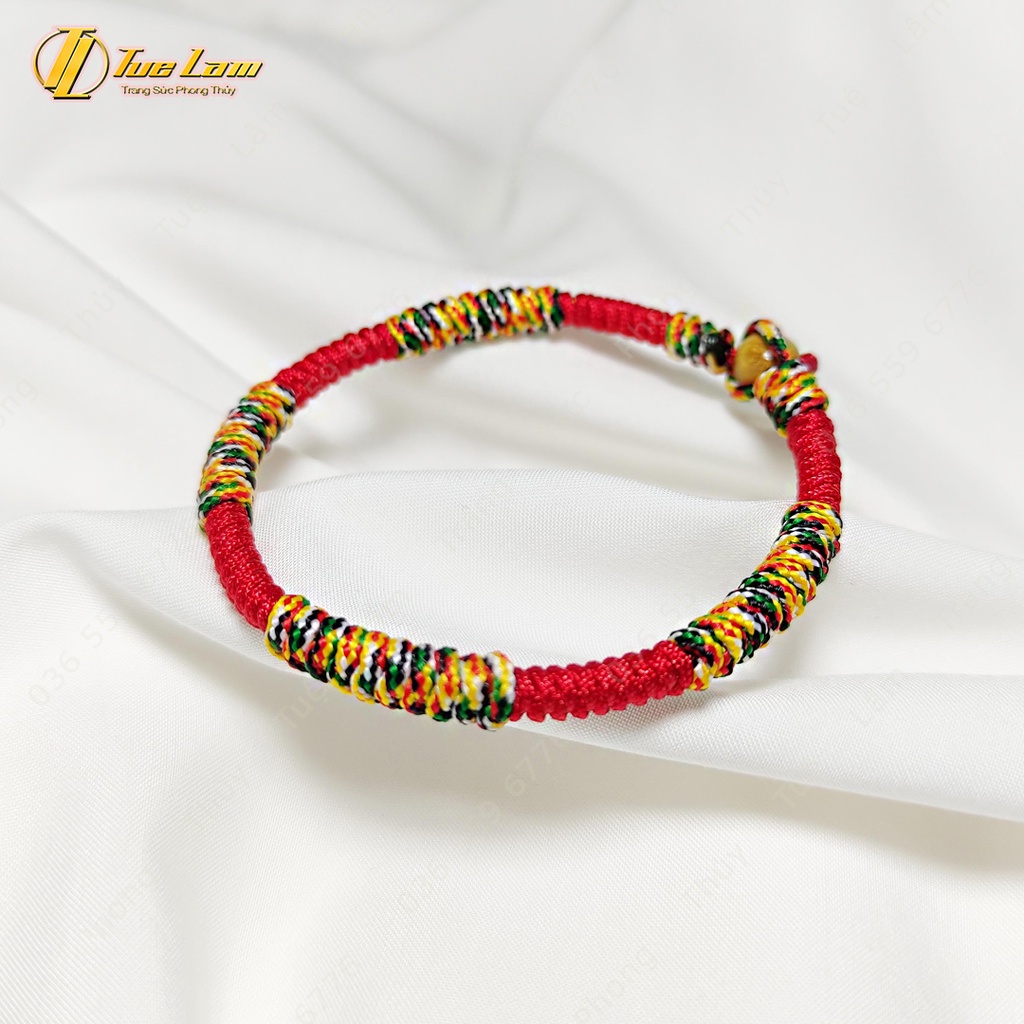 Vòng tay handmade dây chỉ bện soLe kiểu tây tạng size to, vòng tay đôi nam nữ may mắn - Tuệ Lâm