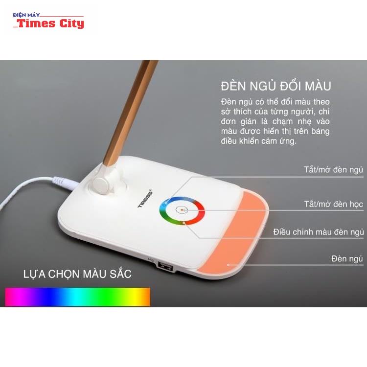Đèn học chống cận cảm ứng ba màu ánh sáng Tiross 6W TS1805 màu bạc