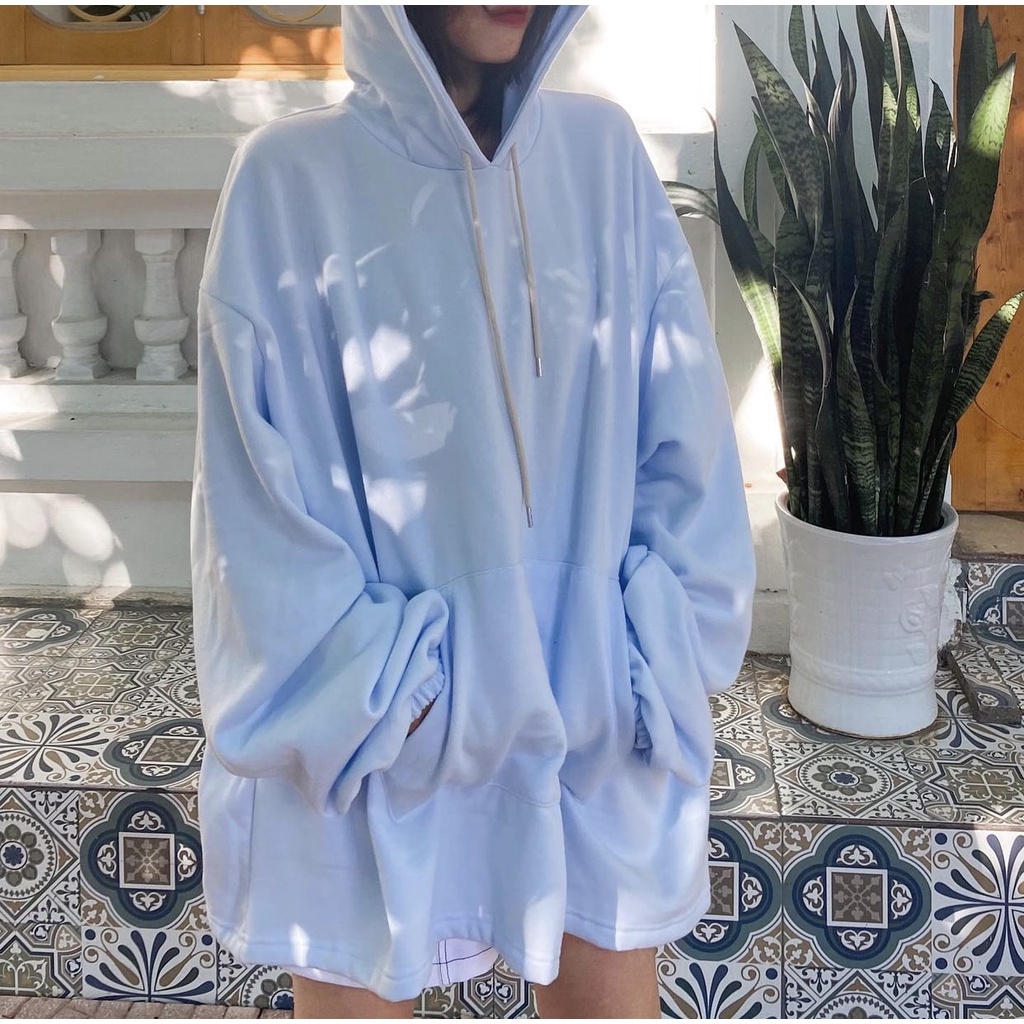 Áo Hoodie Trơn Pastel Nữ - Áo nỉ mùa đông dáng suông form rộng tay bồng , thiết kế đơn giản HOT