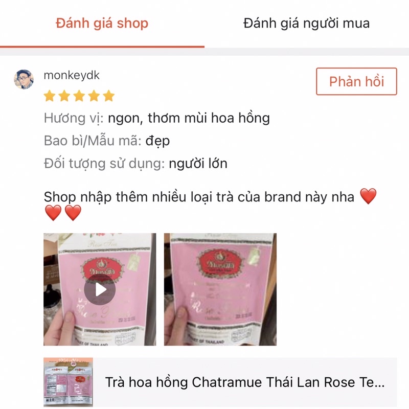 Trà Hoa Hồng Chatramue Chuẩn Thái Lan Rose Tea Gói 30 Túi Lọc