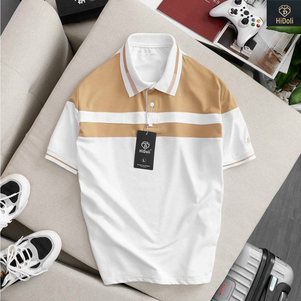 Áo Polo nam ngắn tay chất cotton cá sấu kẻ ngang, áo thun có cổ phối màu co dãn phong cách Hàn Quốc - T&amp;T