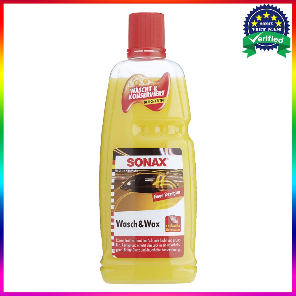 Nước rửa xe kết hợp bóng sơn Sonax Wash & Wax 1 lít (màu vàng)