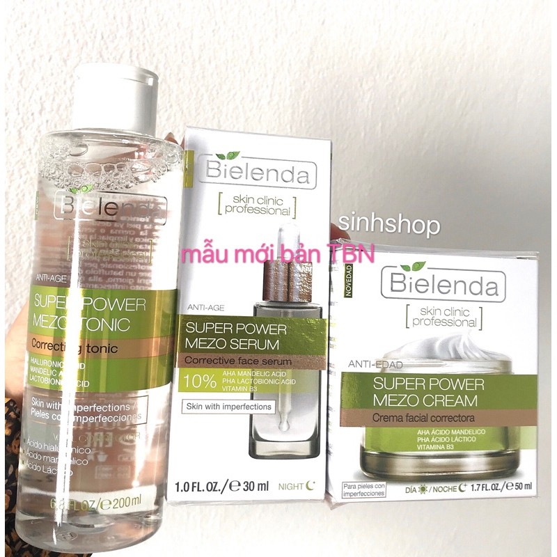 Combo Serum Và Nước Hoa Hồng Bielenda xanh lá skin clinic professional