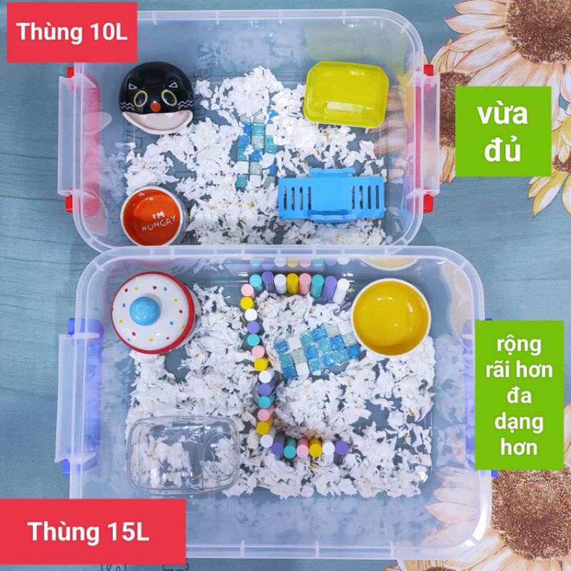 Thùng nhựa 10L-15L nuôi Hamster có vách ngăn đôi