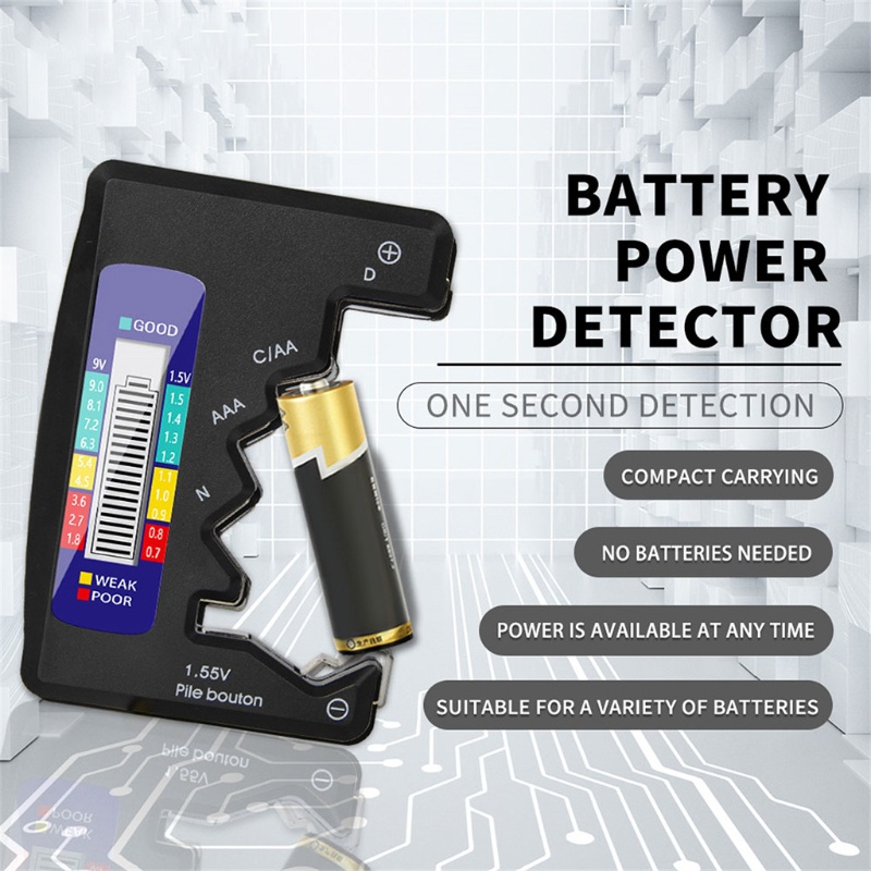 Máy Kiểm Tra Dung Lượng Pin Có Màn Hình LCD Hiển Thị Cho Pin 9V D D N AA AAA 9V