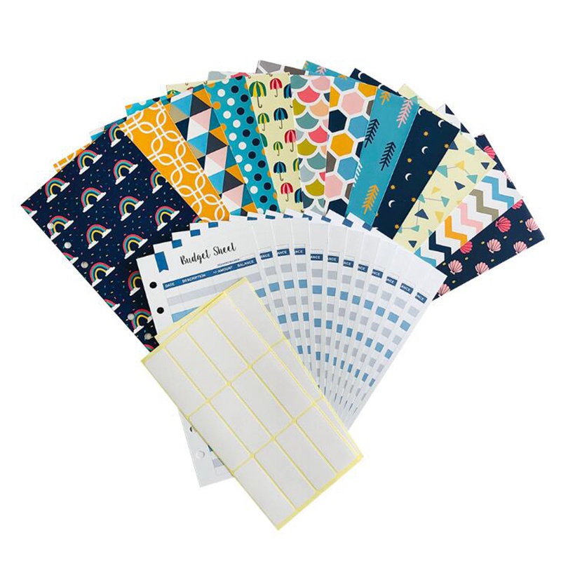 Sổ chi tiêu cá nhân kiêm ví đựng tiền mặt có 12 ngăn màu xanh dương hỗ trợ tiết kiệm tiền và chi phí