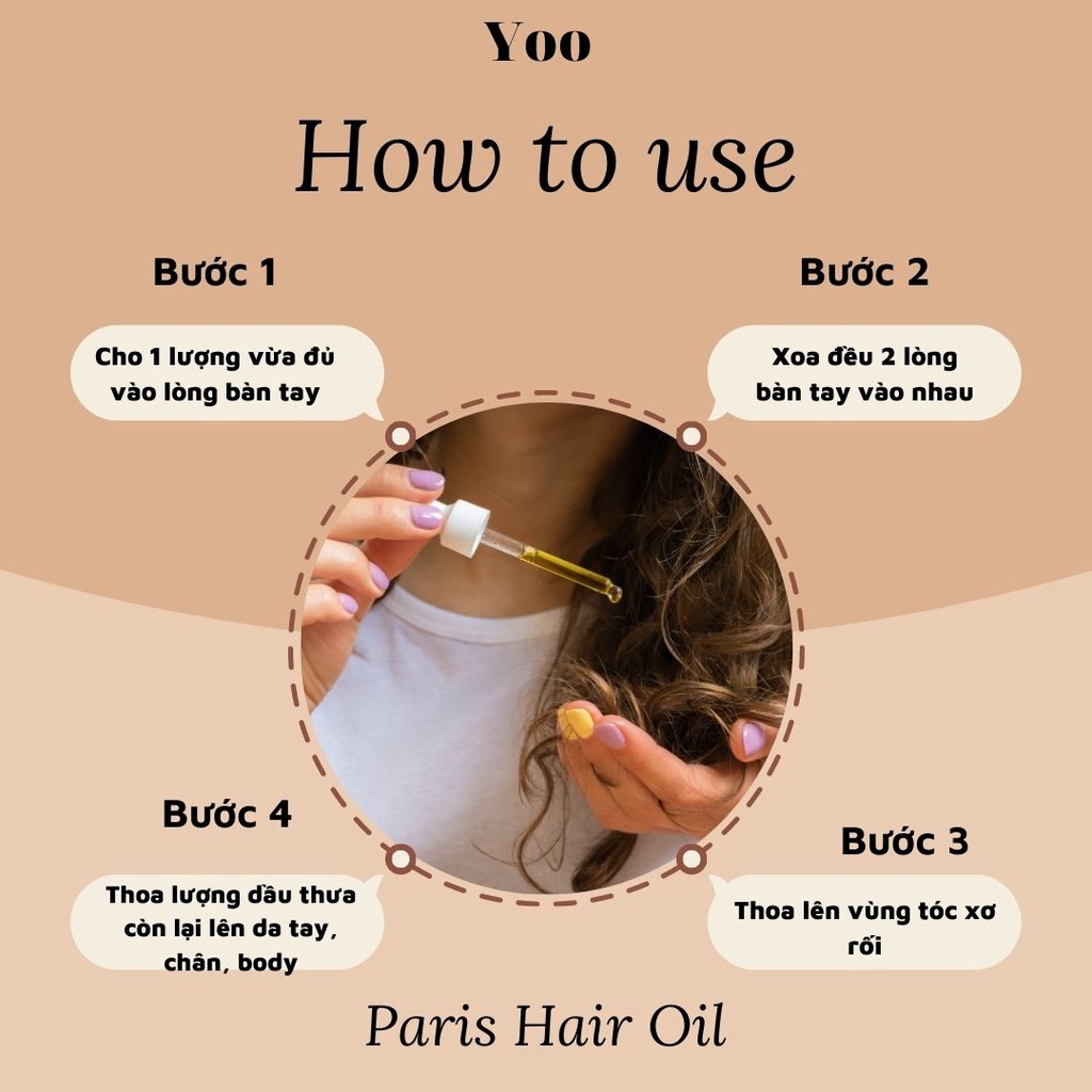 Dầu Dưỡng Tóc 3 In 1 Hỗ Trợ Làm Bóng Làm Mượt Phục Hồi Hư Tổn Lưu Hương 48h Chai 30ml Hair Oil - Yoohaircare