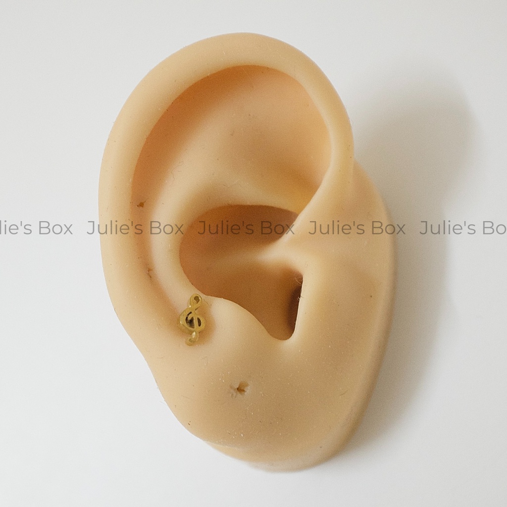 [1 Chiếc] Khuyên Tai Titan Unisex Nốt Nhạc Màu Vàng Không Gỉ Sét Không Ngứa Không Bay Màu Bông Tai Julies Box 66