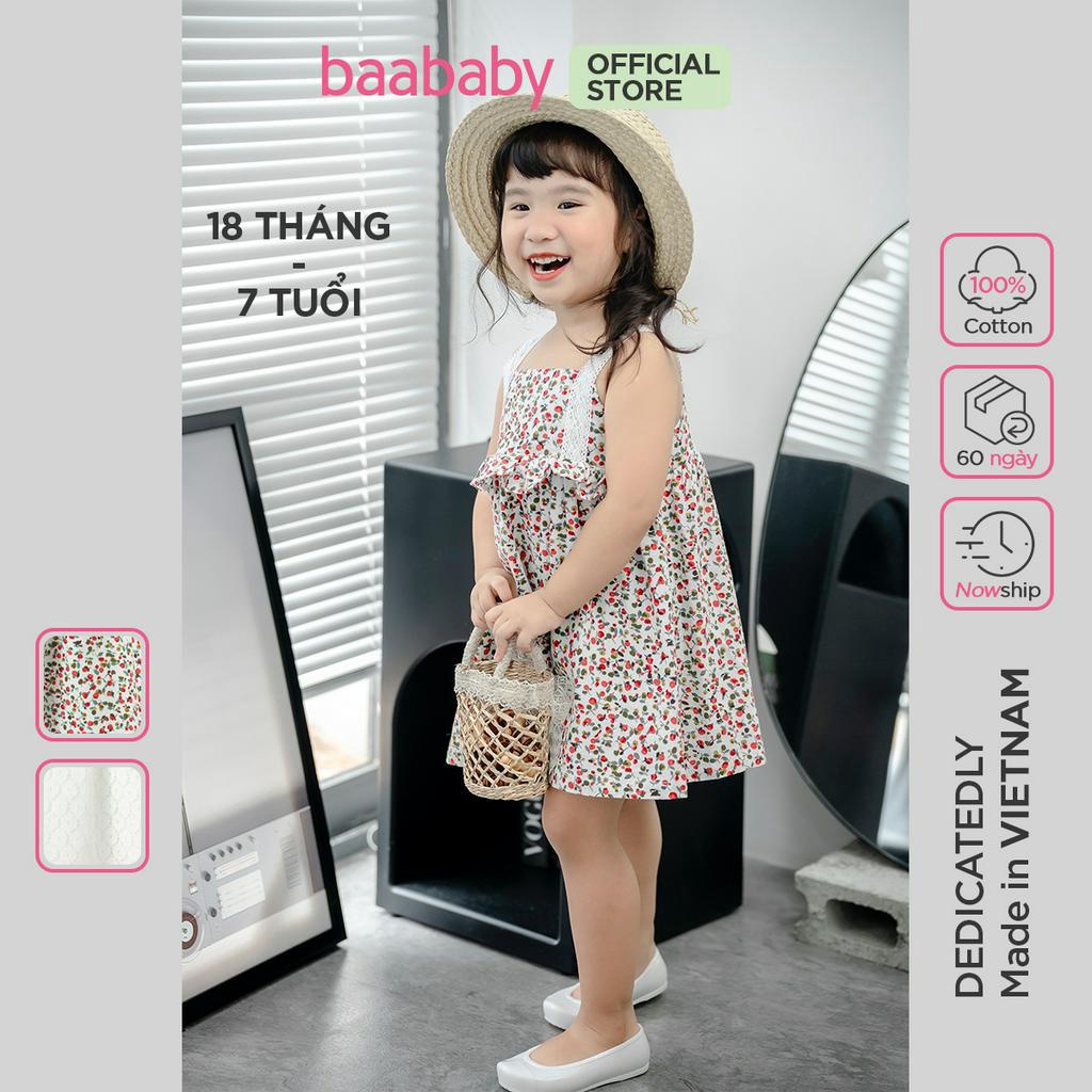 Đầm hai dây, váy kate bé gái 2 dây phối ren cho bé gái từ 1 tuổi - 7 tuổi BAA BABY - B-GT-AD54C-01