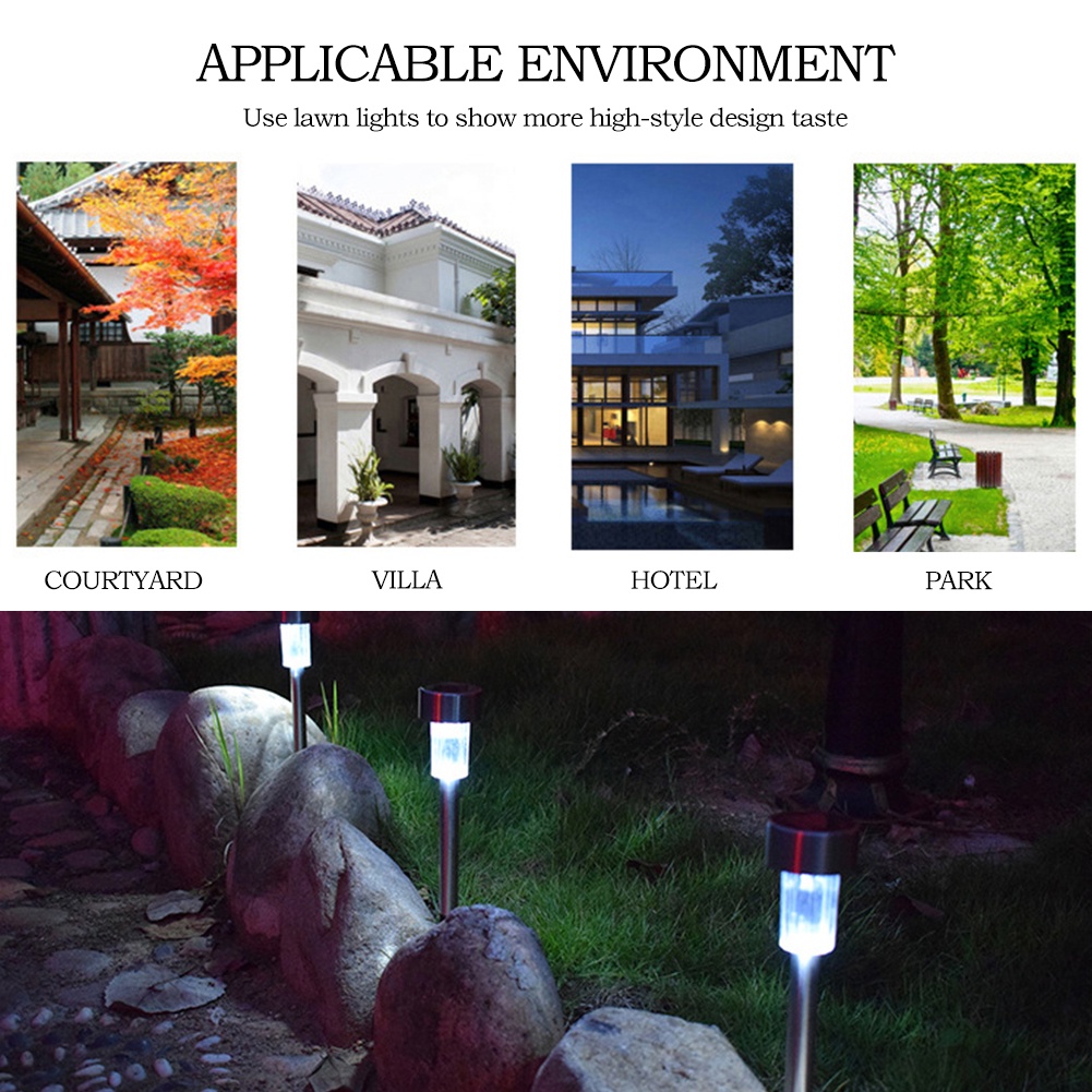 1 Đèn LED Năng Lượng Mặt Trời Bằng Thép Không Gỉ Nhiều Màu Chống Nước Cho Lối Đi Sân Vườn